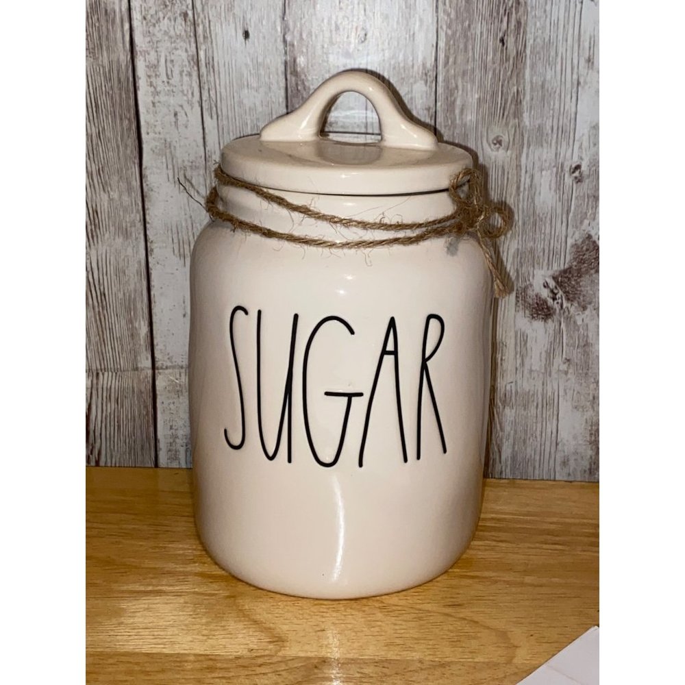 2017 OG Rae Dunn Ceramic White Baby Sugar Canister with sealing lid